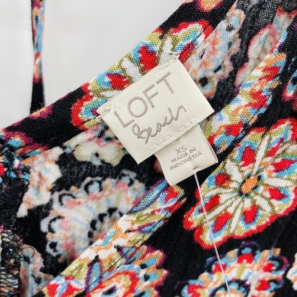 Ann Taylor LOFT Beach Womens XS Floral Print Romper Swim Cover Up Fringe $69 - Picture 5 of 8